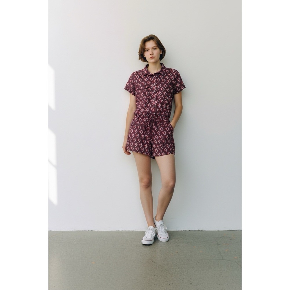 Promod Romper‎ Womens 8 Aztec All Over Print Pockets Preppy Southwest One Piece